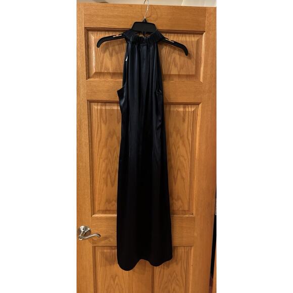 Frame Satin Shirred Halter Neck Midi Dress Navy Blue Size Small XS MSRP $598.00 - Picture 5 of 6